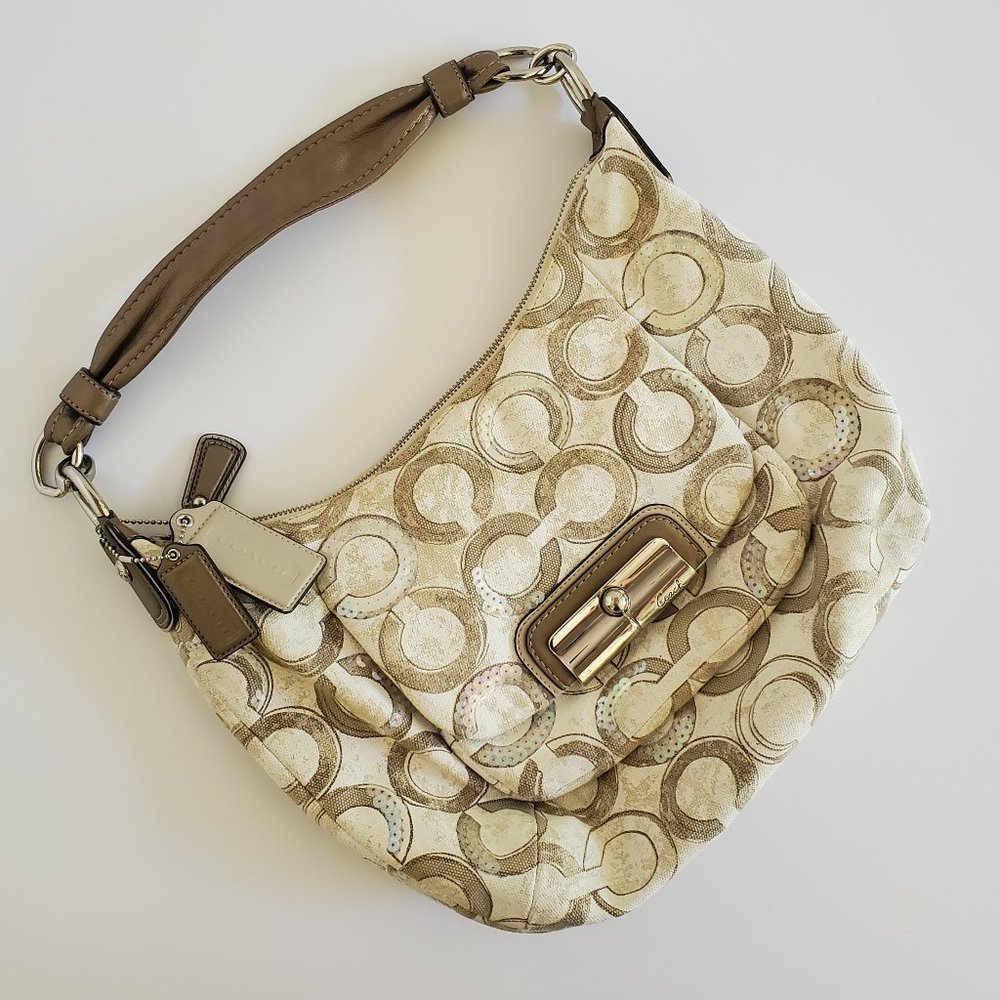 COACH Kristin Sequin Op Art Hobo Canvas Bag